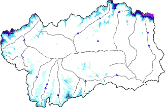 Snow depth + automatic weather station data (AWS) + Modello 1 AINEVA (MOD1) data below 2000 m