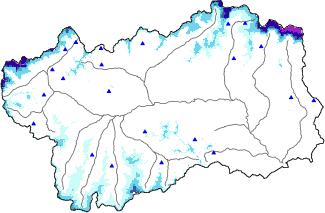 Snow depth + automatic weather station data (AWS) + Modello 1 AINEVA (MOD1) data above 2000 m