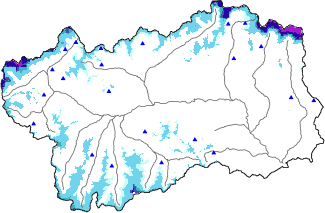 Snow depth + automatic weather station data (AWS) + Modello 1 AINEVA (MOD1) data above 2000 m