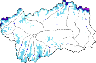 Snow depth + automatic weather station data (AWS) + Modello 1 AINEVA (MOD1) data below 2000 m