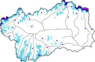 Snow depth + automatic weather station data (AWS) + Modello 1 AINEVA (MOD1) data above 2000 m