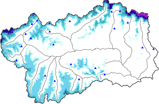 Snow depth + automatic weather station data (AWS) + Modello 1 AINEVA (MOD1) data above 2000 m