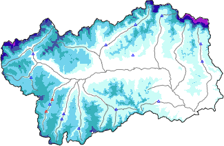 Snow depth + automatic weather station data (AWS) + Modello 1 AINEVA (MOD1) data below 2000 m