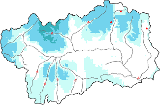 New snow in the last 24h + Modello 1 AINEVA (MOD1) data