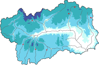 New snow in the last 72h + Modello 1 AINEVA (MOD1) data