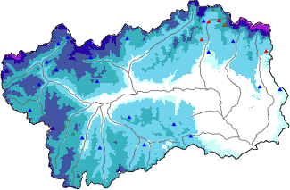 Snow depth + automatic weather station data (AWS) + Modello 1 AINEVA (MOD1) data above 2000 m