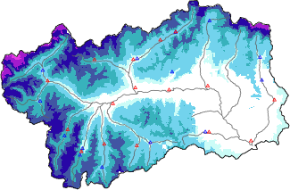 Snow depth + automatic weather station data (AWS) + Modello 1 AINEVA (MOD1) data below 2000 m