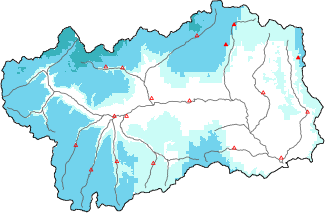 New snow in the last 72h + Modello 1 AINEVA (MOD1) data