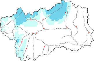 New snow in the last 72h + Modello 1 AINEVA (MOD1) data