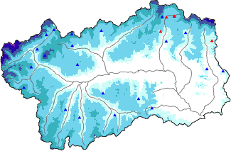 Snow depth + automatic weather station data (AWS) + Modello 1 AINEVA (MOD1) data above 2000 m