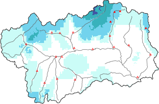New snow in the last 24h + Modello 1 AINEVA (MOD1) data