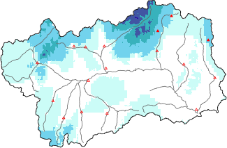 New snow in the last 72h + Modello 1 AINEVA (MOD1) data