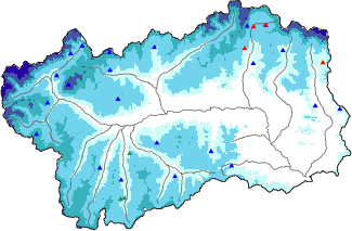 Snow depth + automatic weather station data (AWS) + Modello 1 AINEVA (MOD1) data above 2000 m