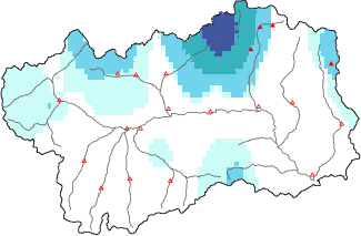 New snow in the last 24h + Modello 1 AINEVA (MOD1) data