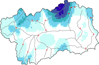New snow in the last 72h + Modello 1 AINEVA (MOD1) data