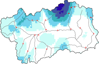 New snow in the last 72h + Modello 1 AINEVA (MOD1) data