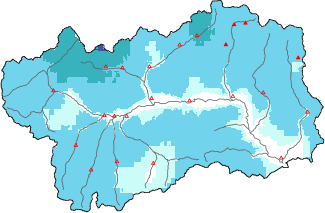New snow in the last 24h + Modello 1 AINEVA (MOD1) data