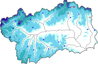 Snow depth + automatic weather station data (AWS) + Modello 1 AINEVA (MOD1) data above 2000 m