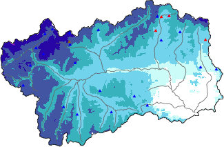 Snow depth + automatic weather station data (AWS) + Modello 1 AINEVA (MOD1) data above 2000 m