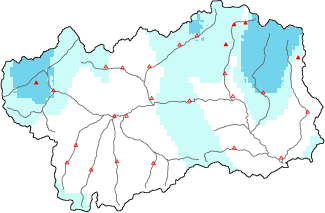 New snow in the last 24h + Modello 1 AINEVA (MOD1) data