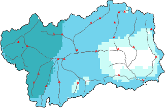 New snow in the last 24h + Modello 1 AINEVA (MOD1) data