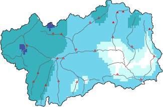 New snow in the last 72h + Modello 1 AINEVA (MOD1) data