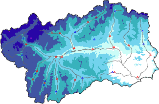 Snow depth + automatic weather station data (AWS) + Modello 1 AINEVA (MOD1) data below 2000 m
