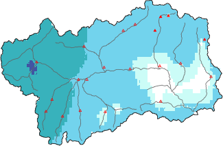 New snow in the last 72h + Modello 1 AINEVA (MOD1) data