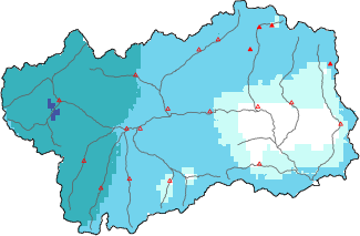 New snow in the last 72h + Modello 1 AINEVA (MOD1) data
