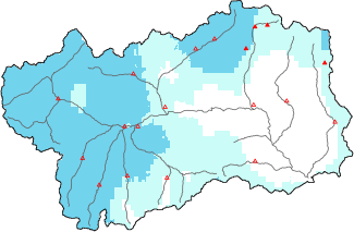 New snow in the last 72h + Modello 1 AINEVA (MOD1) data