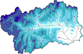 Snow depth + automatic weather station data (AWS) + Modello 1 AINEVA (MOD1) data below 2000 m