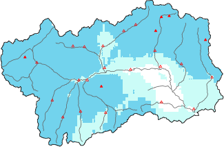 New snow in the last 24h + Modello 1 AINEVA (MOD1) data