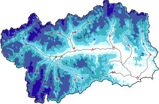Snow depth + automatic weather station data (AWS) + Modello 1 AINEVA (MOD1) data below 2000 m