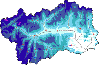 Snow depth + automatic weather station data (AWS) + Modello 1 AINEVA (MOD1) data below 2000 m