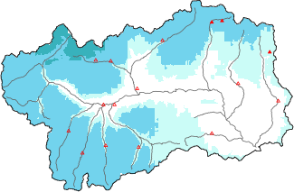 Neige fra&icirc;che dans les derni&egrave;res 72h + donn&eacute;es Modello 1 AINEVA (MOD1)