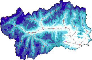 Snow depth + automatic weather station data (AWS) + Modello 1 AINEVA (MOD1) data below 2000 m