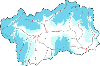 New snow in the last 72h + Modello 1 AINEVA (MOD1) data