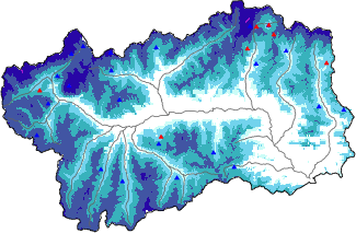 Hauter de neige + donn&eacute;es de station automatiques (AWS) + donn&eacute;es Modello 1 AINEVA (MOD1) au-dessus de 2000 m
