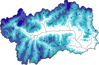 Hauter de neige + donn&eacute;es de station automatiques (AWS) + donn&eacute;es Modello 1 AINEVA (MOD1) au-dessus de 2000 m