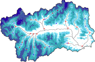 Altezza neve al suolo + dati stazioni automatiche (AWS) e Modelli 1 AINEVA (MOD1) sotto i 2000 m
