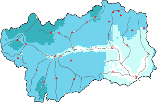 Neige fra&icirc;che dans les derni&egrave;res 24h + donn&eacute;es Modello 1 AINEVA (MOD1)