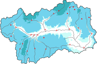 Neige fra&icirc;che dans les derni&egrave;res 24h + donn&eacute;es Modello 1 AINEVA (MOD1)