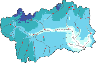 Neige fra&icirc;che dans les derni&egrave;res 72h + donn&eacute;es Modello 1 AINEVA (MOD1)
