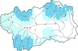 Neige fra&icirc;che dans les derni&egrave;res 24h + donn&eacute;es Modello 1 AINEVA (MOD1)