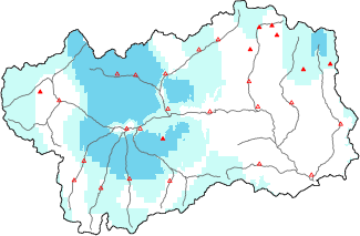 Neige fra&icirc;che dans les derni&egrave;res 24h + donn&eacute;es Modello 1 AINEVA (MOD1)