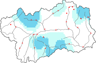 Neige fra&icirc;che dans les derni&egrave;res 24h + donn&eacute;es Modello 1 AINEVA (MOD1)