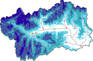 Hauter de neige + donn&eacute;es de station automatiques (AWS) + donn&eacute;es Modello 1 AINEVA (MOD1) au-dessous de 2000 m