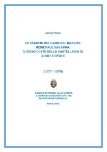 Couverture du volume sur le premier compte de la châtellenie de Quart et Oyace Couverture du volume sur le premier compte de la châtellenie de Quart et Oyace