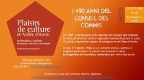 Affiche de l'�v�nement "I 490 anni del Conseil des Commis" organis� dans le cadre de l'�dition 2026 de l'initiative Plaisirs de Culture en Vall�e d'Aoste