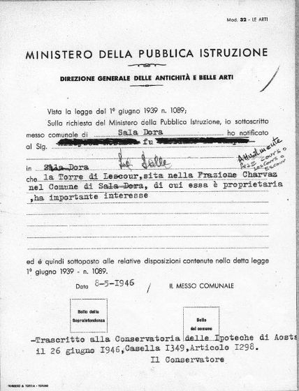 Provvedimento di vincolo successivo al 1939 tutt'ora valido anche per i privati